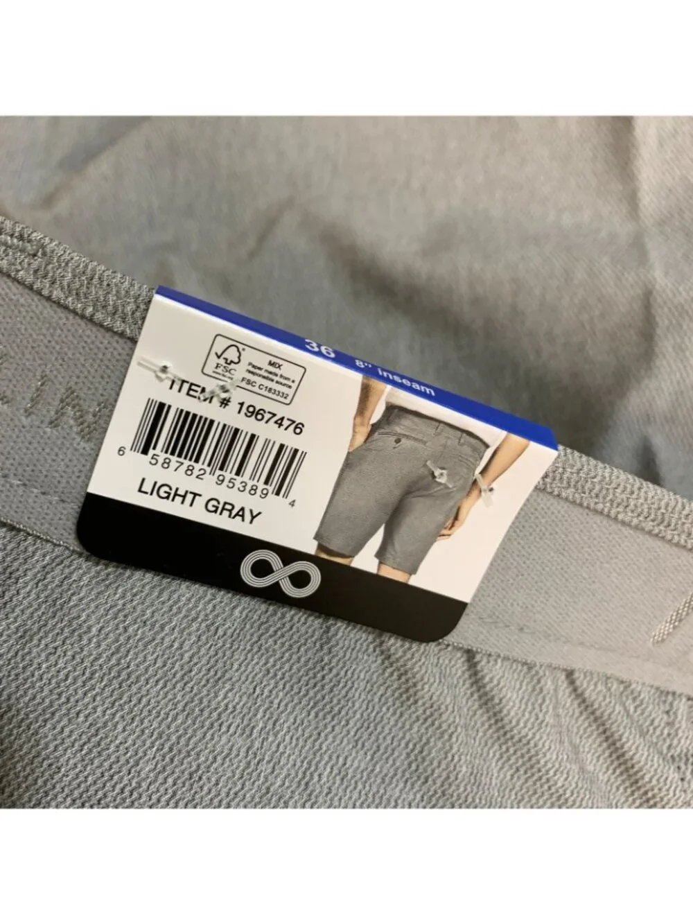 NWT Infinity Linearflex Men's 36 Gray Hybrid Stretch Shorts